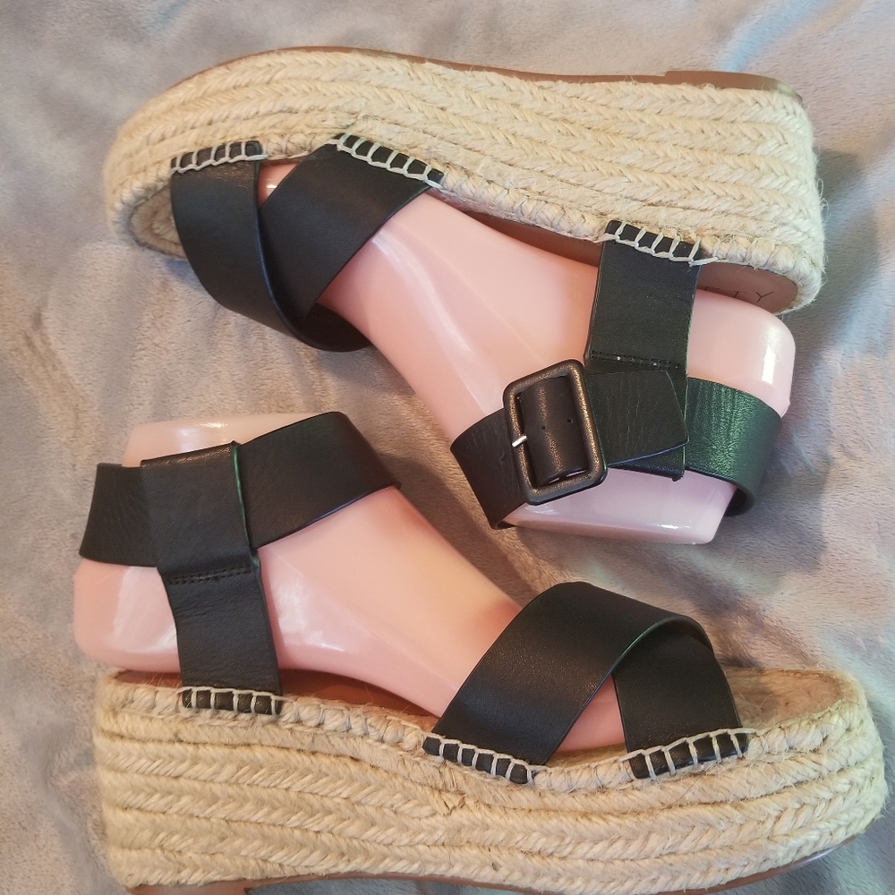 Sole Society Audrina black leather espadrille Sz8